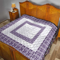 Samoa Siapo Purple Trimmed Quilt Samoa White Sunday - Polynesian Pride