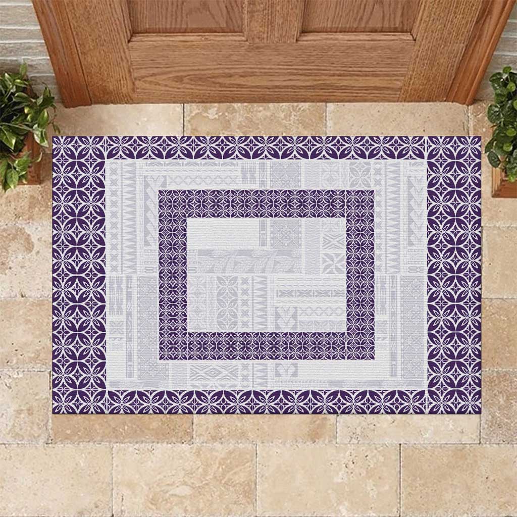 Samoa Siapo Purple Trimmed Rubber Doormat Samoa White Sunday - Polynesian Pride