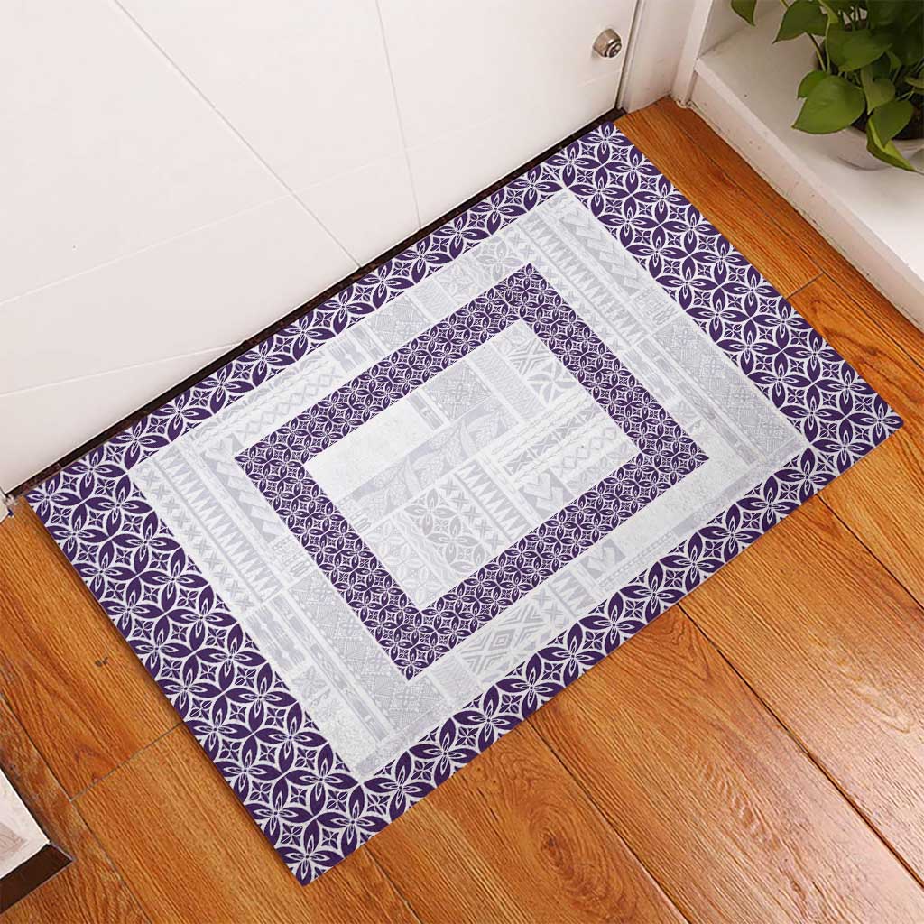Samoa Siapo Purple Trimmed Rubber Doormat Samoa White Sunday - Polynesian Pride