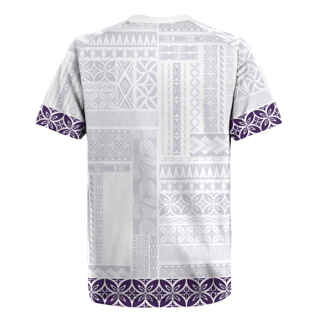 Samoa Siapo Purple Trimmed Rugby Jersey Samoa White Sunday - Polynesian Pride