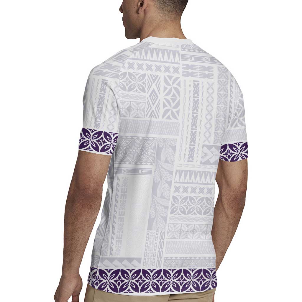 Samoa Siapo Purple Trimmed Rugby Jersey Samoa White Sunday - Polynesian Pride