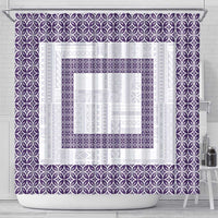 Samoa Siapo Purple Trimmed Shower Curtain Samoa White Sunday - Polynesian Pride