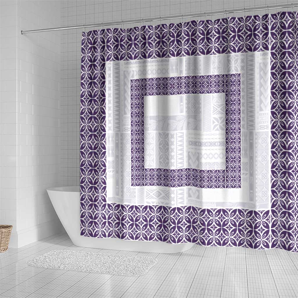 Samoa Siapo Purple Trimmed Shower Curtain Samoa White Sunday - Polynesian Pride