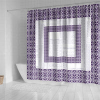 Samoa Siapo Purple Trimmed Shower Curtain Samoa White Sunday - Polynesian Pride