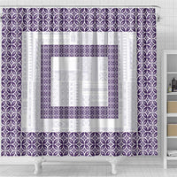 Samoa Siapo Purple Trimmed Shower Curtain Samoa White Sunday - Polynesian Pride