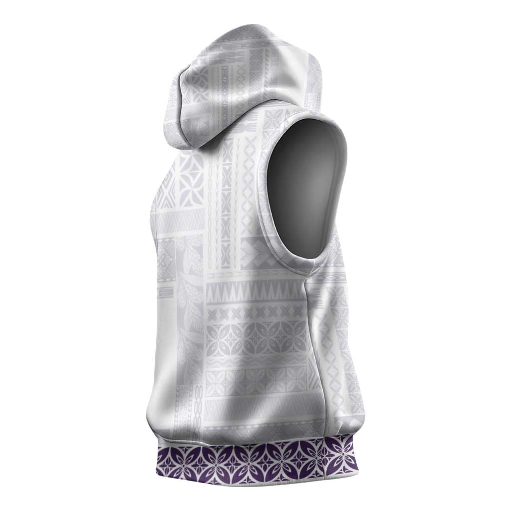 Samoa Siapo Purple Trimmed Sleeveless Hoodie Samoa White Sunday - Polynesian Pride