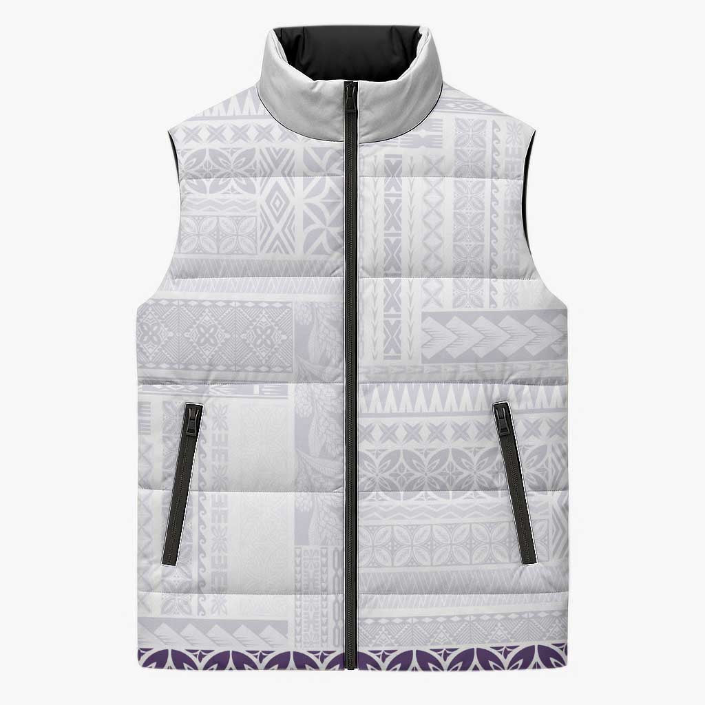 Samoa Siapo Purple Trimmed Sleeveless Puffer Jacket Samoa White Sunday - Polynesian Pride