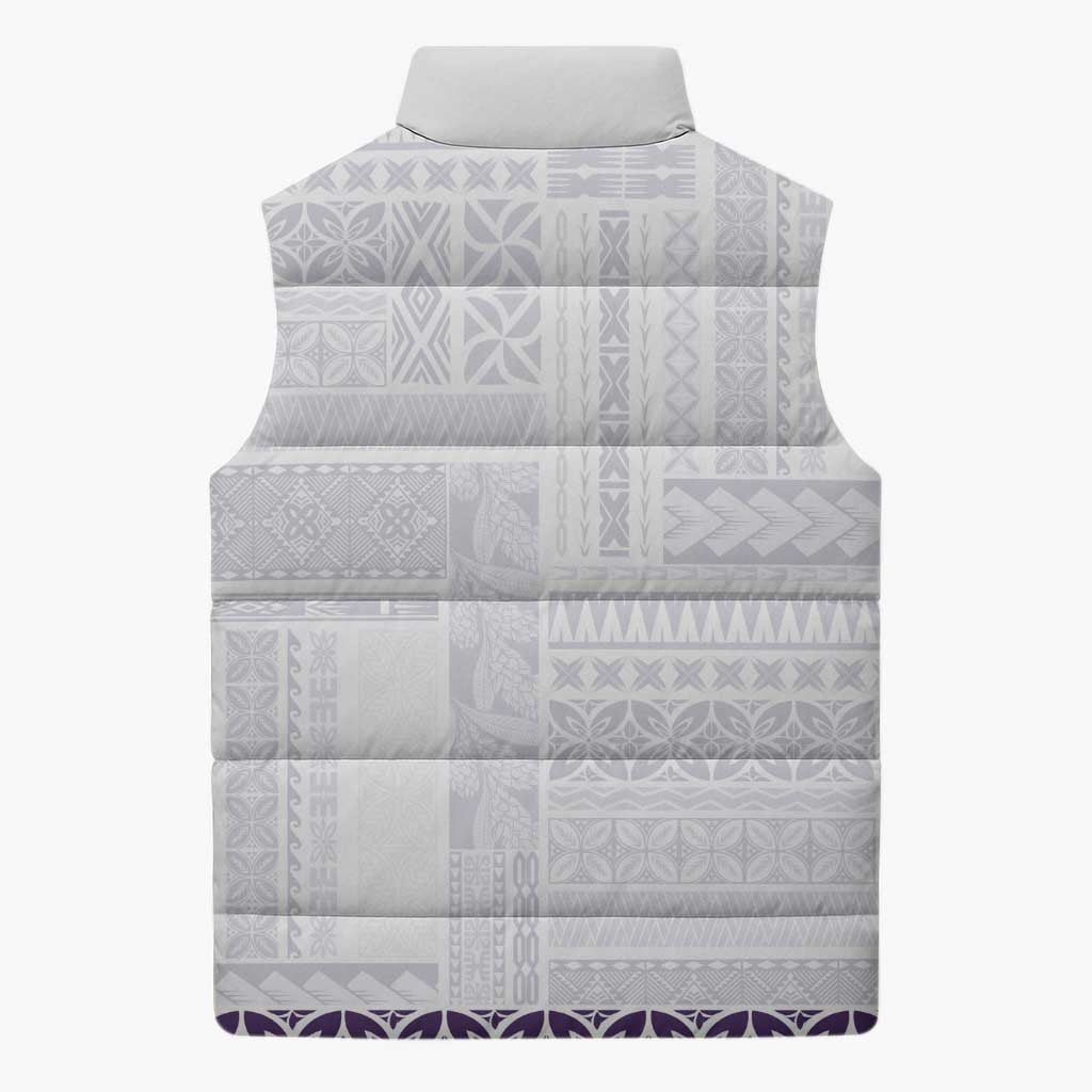 Samoa Siapo Purple Trimmed Sleeveless Puffer Jacket Samoa White Sunday - Polynesian Pride