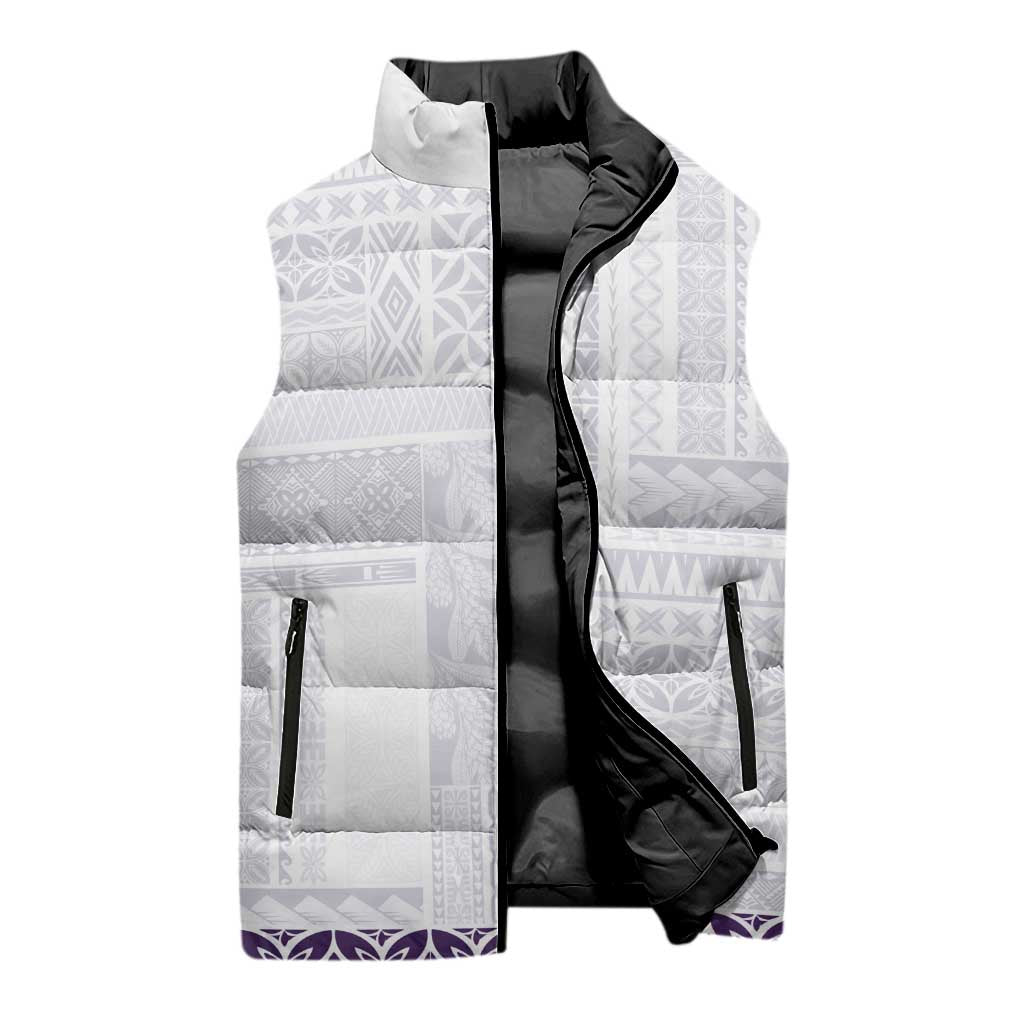 Samoa Siapo Purple Trimmed Sleeveless Puffer Jacket Samoa White Sunday - Polynesian Pride