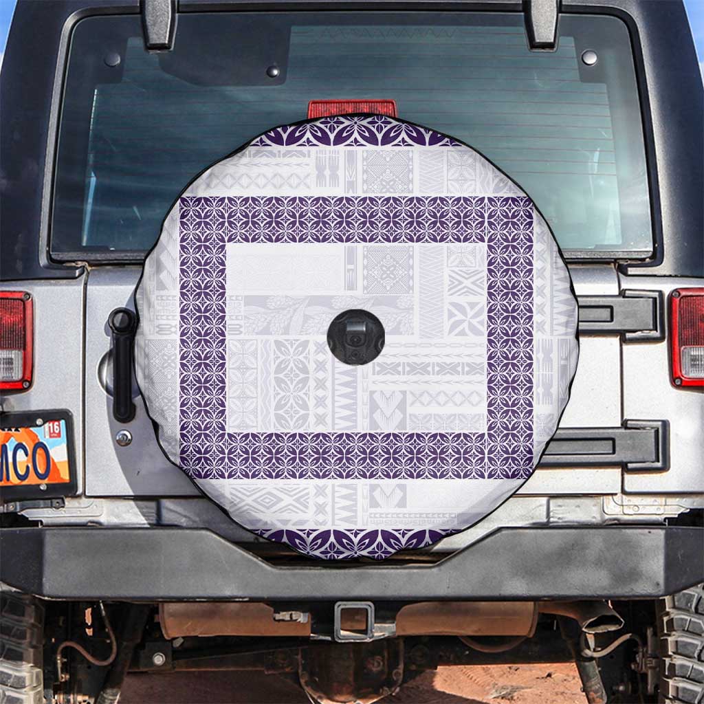 Samoa Siapo Purple Trimmed Spare Tire Cover Samoa White Sunday LT01 Purple - Polynesian Pride