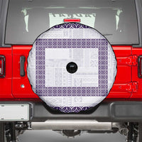 Samoa Siapo Purple Trimmed Spare Tire Cover Samoa White Sunday - Polynesian Pride