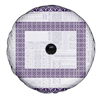 Samoa Siapo Purple Trimmed Spare Tire Cover Samoa White Sunday - Polynesian Pride