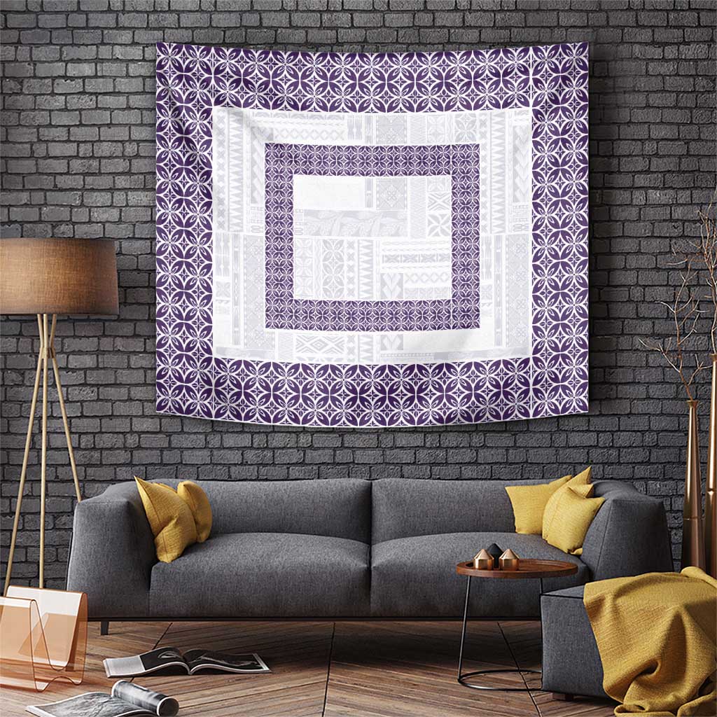 Samoa Siapo Purple Trimmed Tapestry Samoa White Sunday - Polynesian Pride