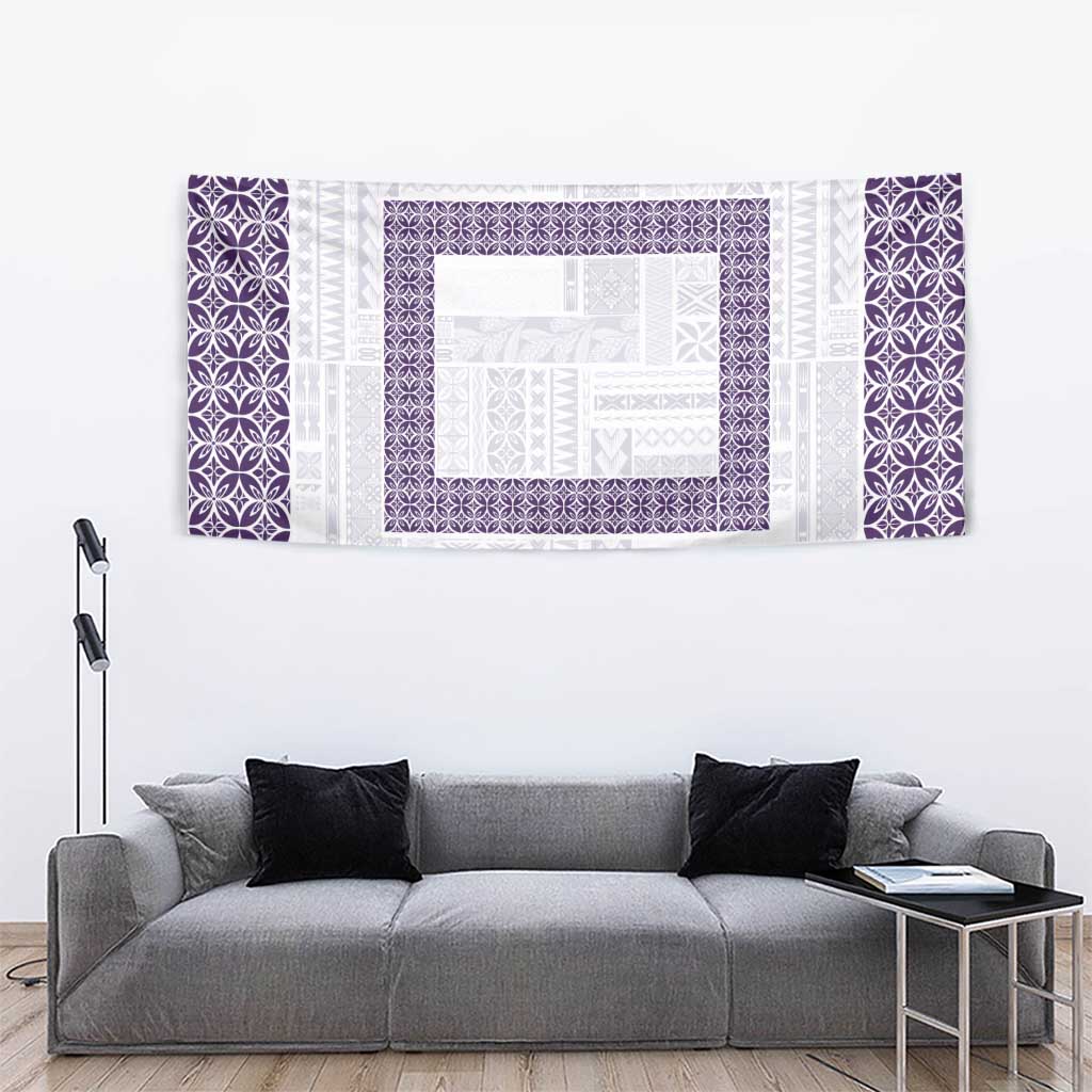 Samoa Siapo Purple Trimmed Tapestry Samoa White Sunday - Polynesian Pride