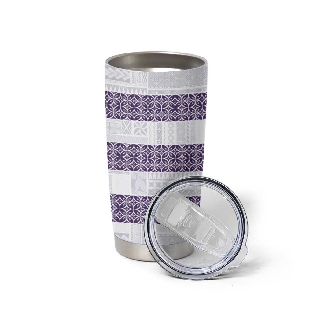 Samoa Siapo Purple Trimmed Tumbler Cup Samoa White Sunday - Polynesian Pride