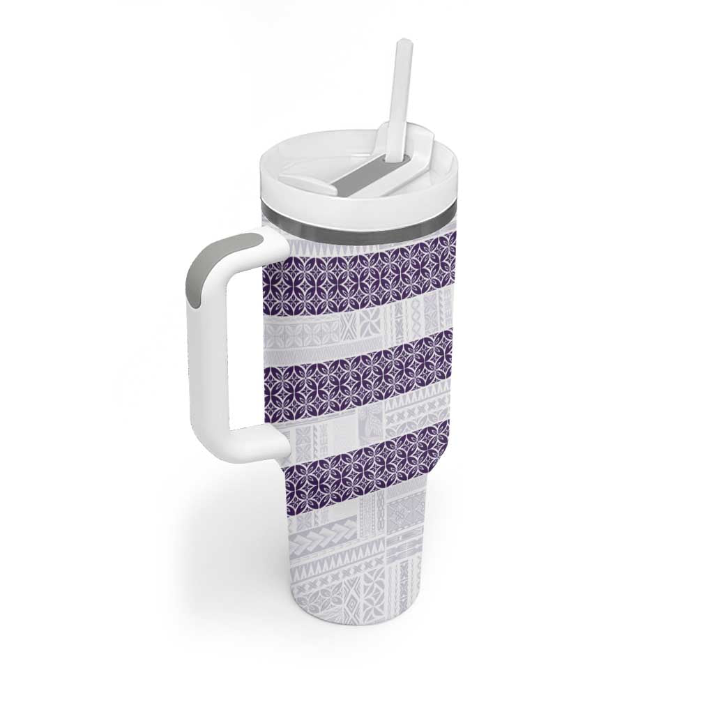 Samoa Siapo Purple Trimmed Tumbler With Handle Samoa White Sunday - Polynesian Pride