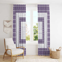 Samoa Siapo Purple Trimmed Window Curtain Samoa White Sunday - Polynesian Pride