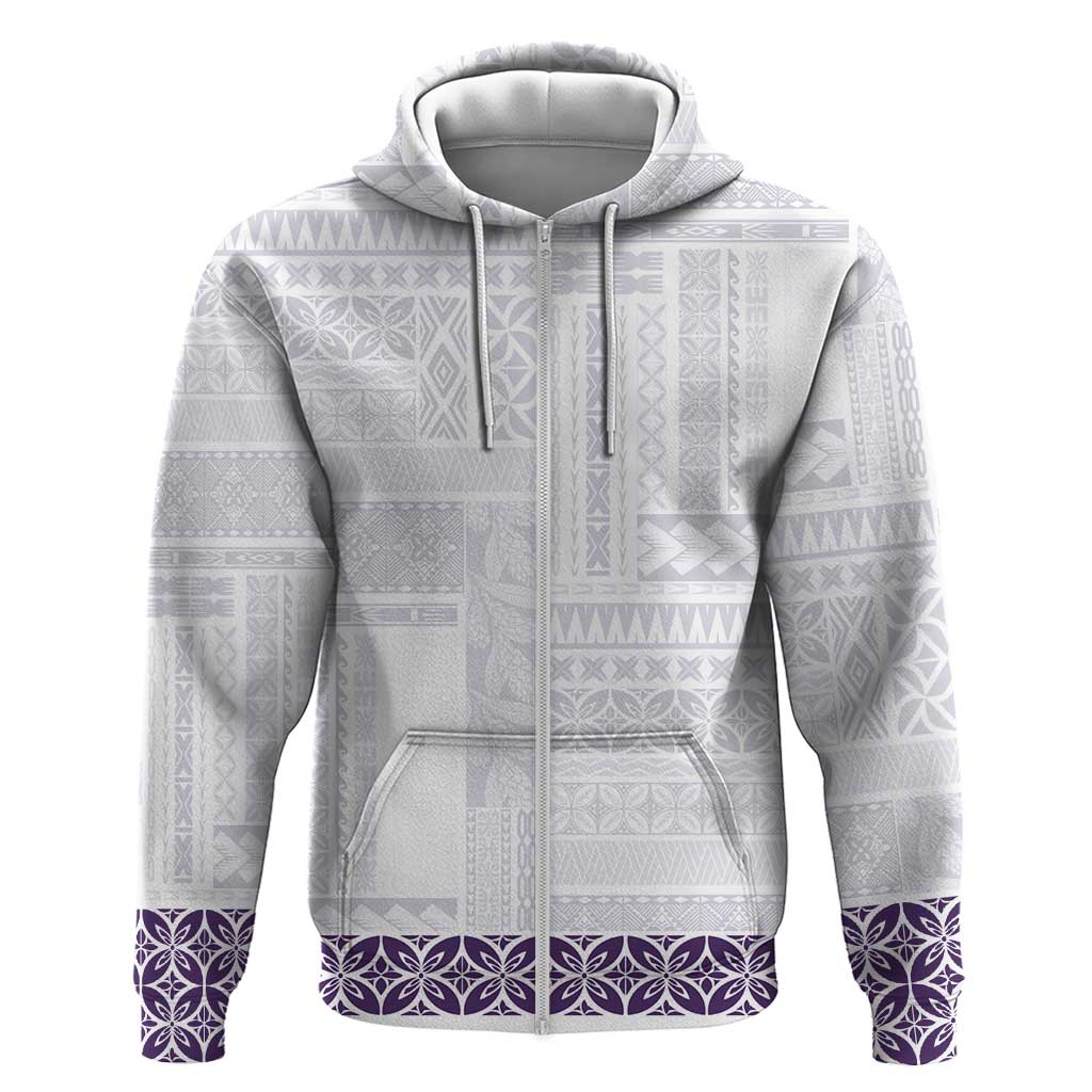 Samoa Siapo Purple Trimmed Zip Hoodie Samoa White Sunday - Polynesian Pride