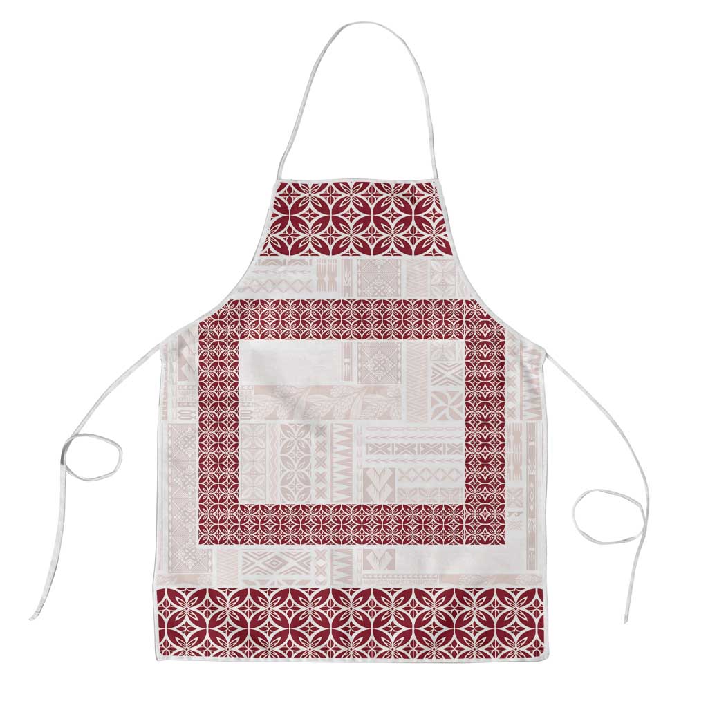Samoa Siapo Red Trimmed Apron Samoa White Sunday - Polynesian Pride