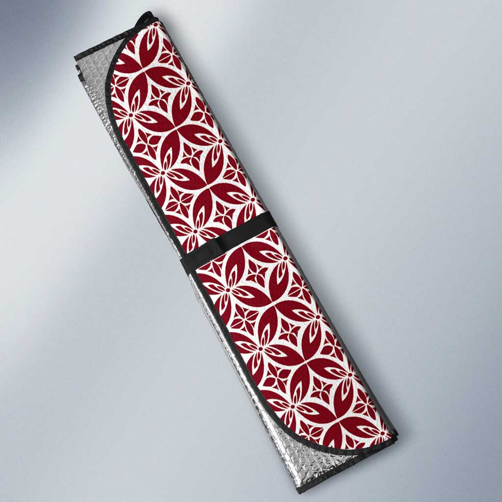 Samoa Siapo Red Trimmed Auto Sun Shade Samoa White Sunday - Polynesian Pride