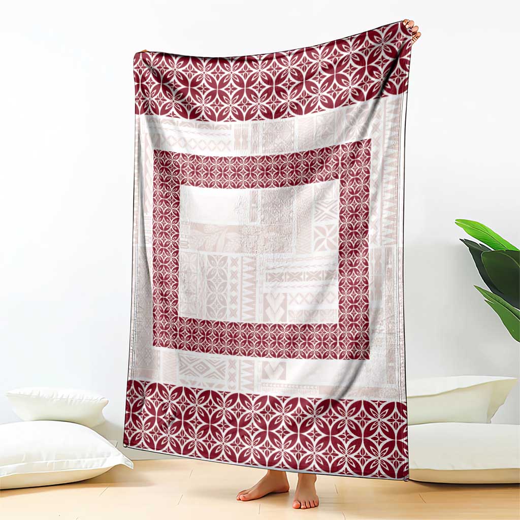 Samoa Siapo Red Trimmed Blanket Samoa White Sunday - Polynesian Pride