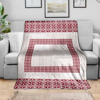 Samoa Siapo Red Trimmed Blanket Samoa White Sunday - Polynesian Pride
