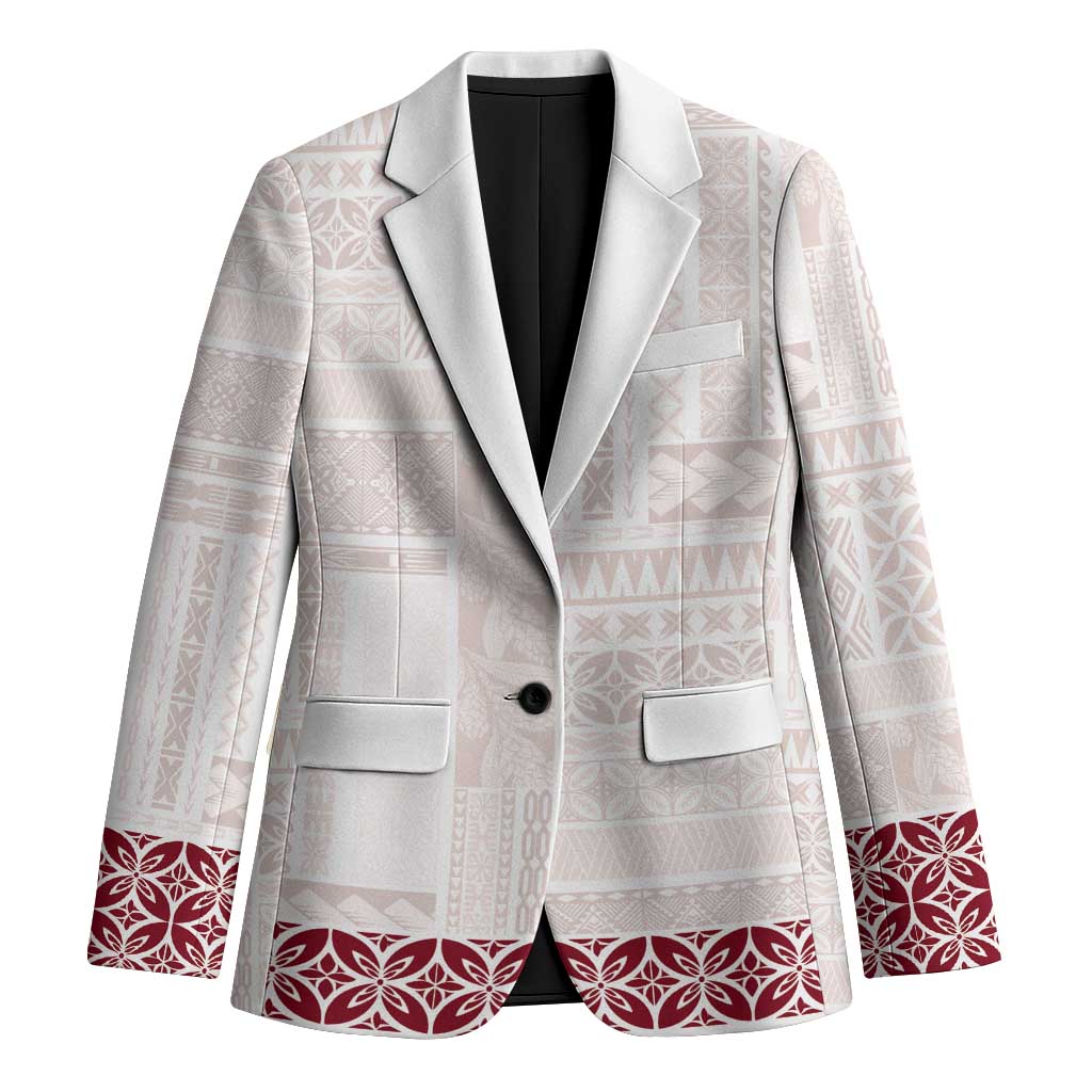 Samoa Siapo Red Trimmed Blazer Samoa White Sunday - Polynesian Pride