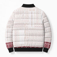 Samoa Siapo Red Trimmed Bomber Puffer Jacket Samoa White Sunday - Polynesian Pride