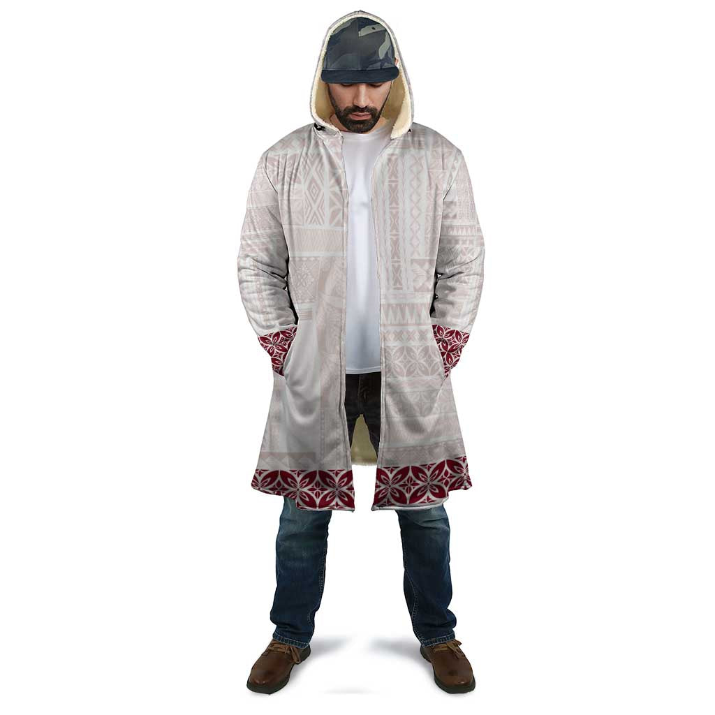 Samoa Siapo Red Trimmed Cloak Samoa White Sunday - Polynesian Pride