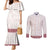 Samoa Siapo Red Trimmed Couples Matching Mermaid Dress and Long Sleeve Button Shirt Samoa White Sunday - Polynesian Pride