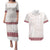 Samoa Siapo Red Trimmed Couples Matching Puletasi and Hawaiian Shirt Samoa White Sunday - Polynesian Pride