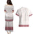 Samoa Siapo Red Trimmed Couples Matching Puletasi and Hawaiian Shirt Samoa White Sunday - Polynesian Pride