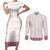 Samoa Siapo Red Trimmed Couples Matching Short Sleeve Bodycon Dress and Long Sleeve Button Shirt Samoa White Sunday - Polynesian Pride
