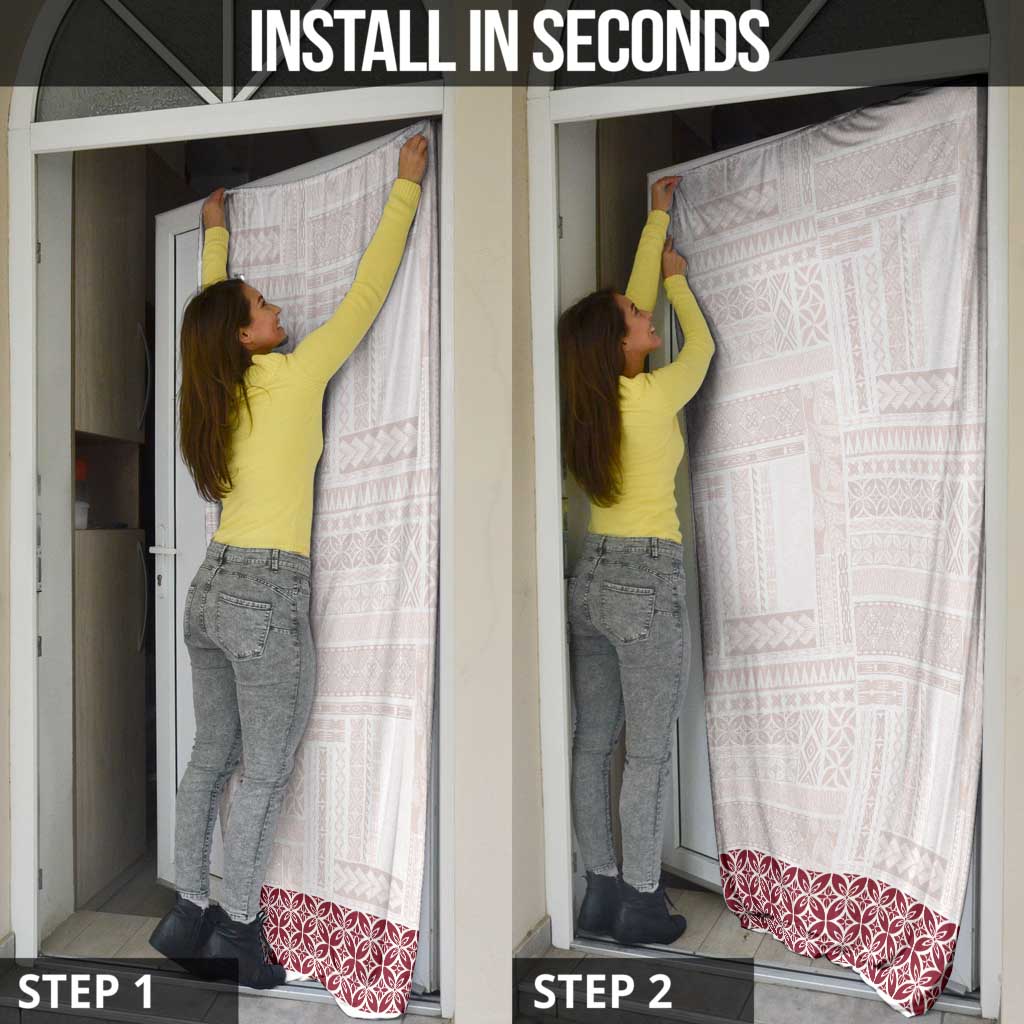 Samoa Siapo Red Trimmed Door Cover Samoa White Sunday - Polynesian Pride