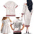 Samoa Siapo Red Trimmed Family Matching Off The Shoulder Long Sleeve Dress and Hawaiian Shirt Samoa White Sunday - Polynesian Pride