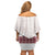 Samoa Siapo Red Trimmed Family Matching Off Shoulder Short Dress and Hawaiian Shirt Samoa White Sunday - Polynesian Pride