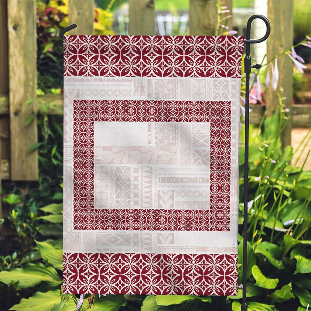 Samoa Siapo Red Trimmed Garden Flag Samoa White Sunday - Polynesian Pride