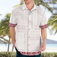 Samoa Siapo Red Trimmed Hawaiian Shirt Samoa White Sunday - Polynesian Pride