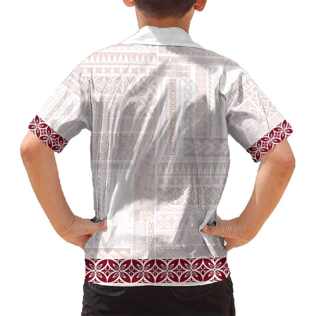 Samoa Siapo Red Trimmed Hawaiian Shirt Samoa White Sunday - Polynesian Pride