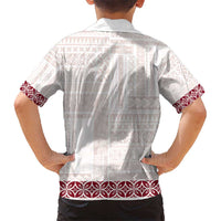 Samoa Siapo Red Trimmed Kid Hawaiian Shirt Samoa White Sunday - Polynesian Pride