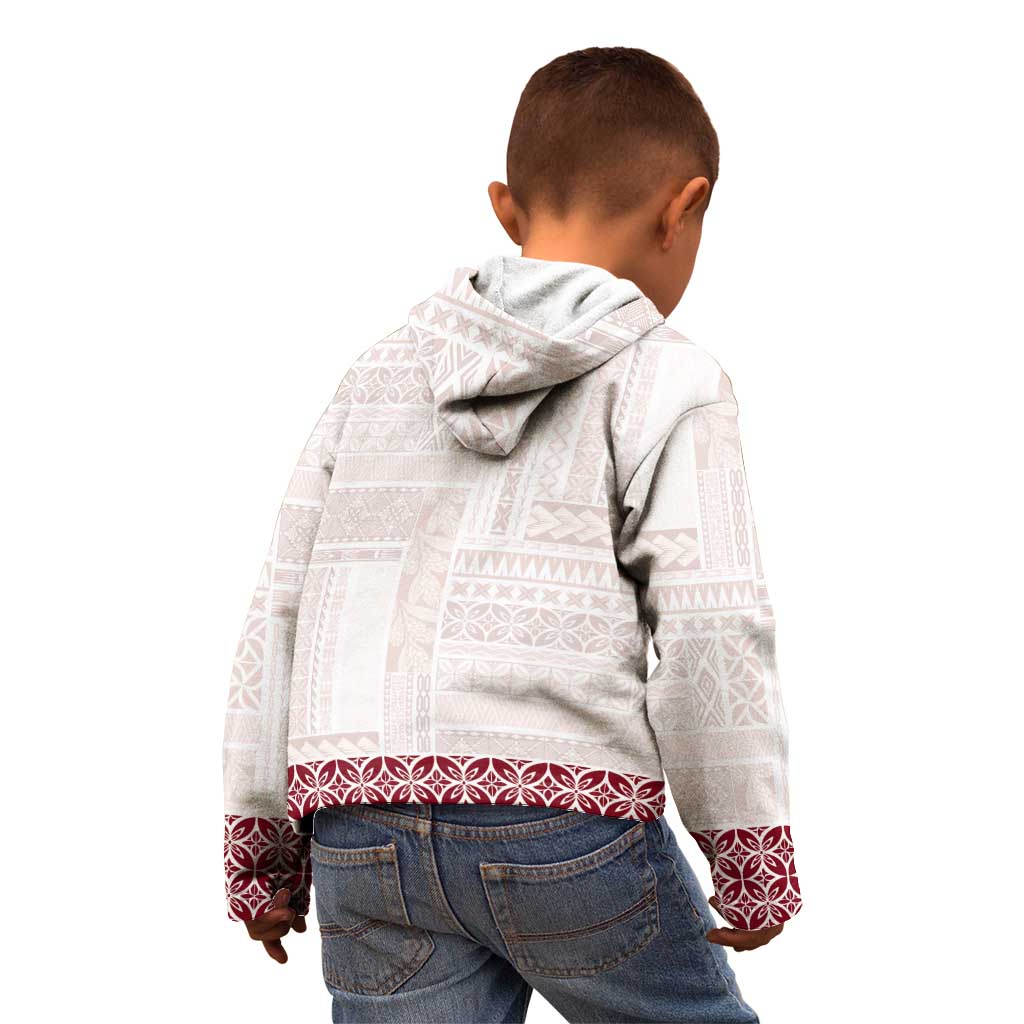 Samoa Siapo Red Trimmed Kid Hoodie Samoa White Sunday - Polynesian Pride