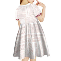 Samoa Siapo Red Trimmed Kid Short Sleeve Dress Samoa White Sunday - Polynesian Pride