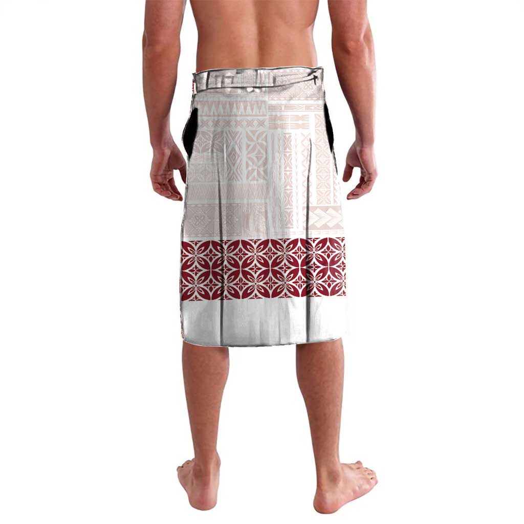 Samoa Siapo Red Trimmed Lavalava Samoa White Sunday - Polynesian Pride