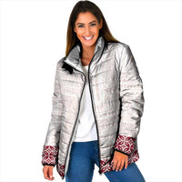 Samoa Siapo Red Trimmed Padded Jacket Samoa White Sunday - Polynesian Pride