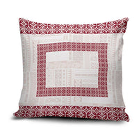 Samoa Siapo Red Trimmed Pillow Cover Samoa White Sunday - Polynesian Pride