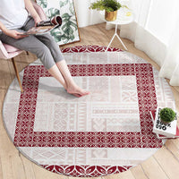 Samoa Siapo Red Trimmed Round Carpet Samoa White Sunday - Polynesian Pride