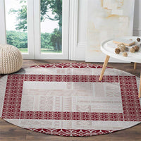 Samoa Siapo Red Trimmed Round Carpet Samoa White Sunday - Polynesian Pride