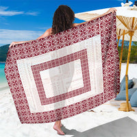 Samoa Siapo Red Trimmed Sarong Samoa White Sunday - Polynesian Pride