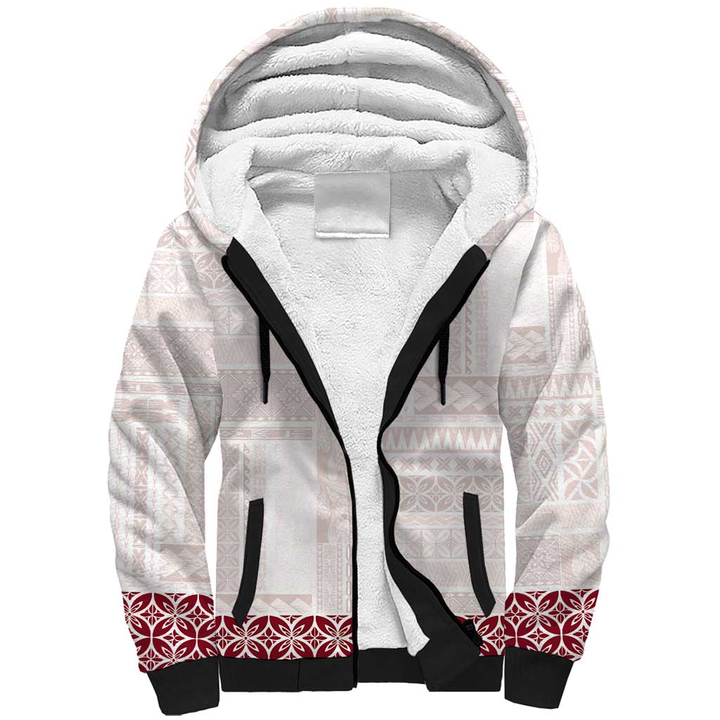 Samoa Siapo Red Trimmed Sherpa Hoodie Samoa White Sunday - Polynesian Pride