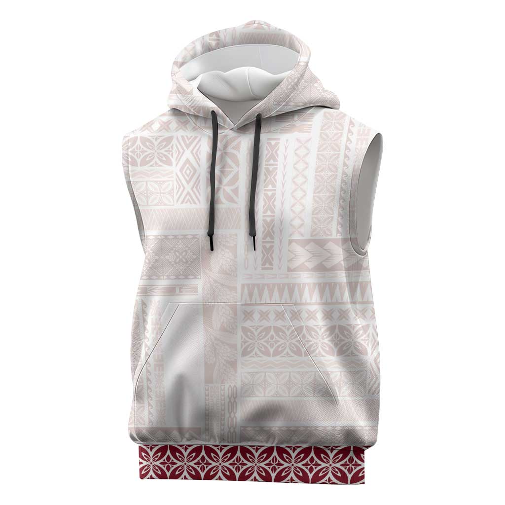 Samoa Siapo Red Trimmed Sleeveless Hoodie Samoa White Sunday - Polynesian Pride